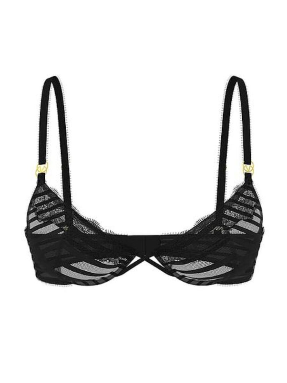 New! Victoria’s Secret Tease Black Unlined Stripe Demi Bra 34D 34464